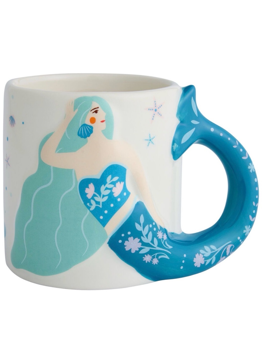 1 NWT Mermaid Tail Ceramic Mug- Artistic Drinkware Mermaidcore 🏖️ 🧜♀️🪸